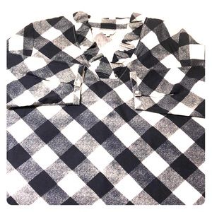 NWT women’s navy ruffle front blouse